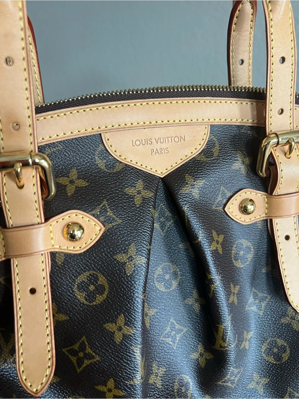 Louis Vuitton Monogram Canvas Tote with Natural Leather Trim